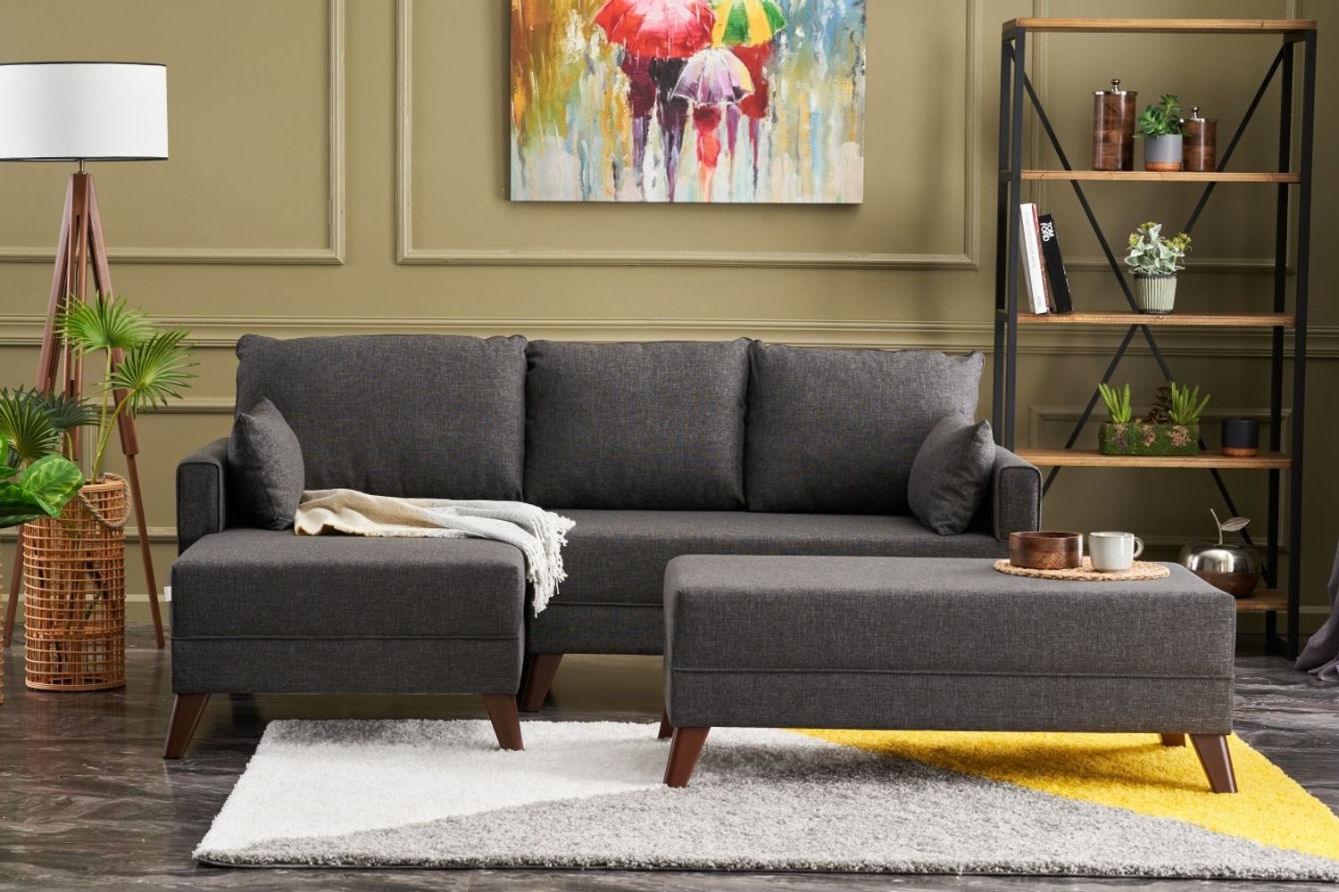 Eckschlafsofa, 'Bella', 85 x 81 x 205, Anthrazit Bild 1