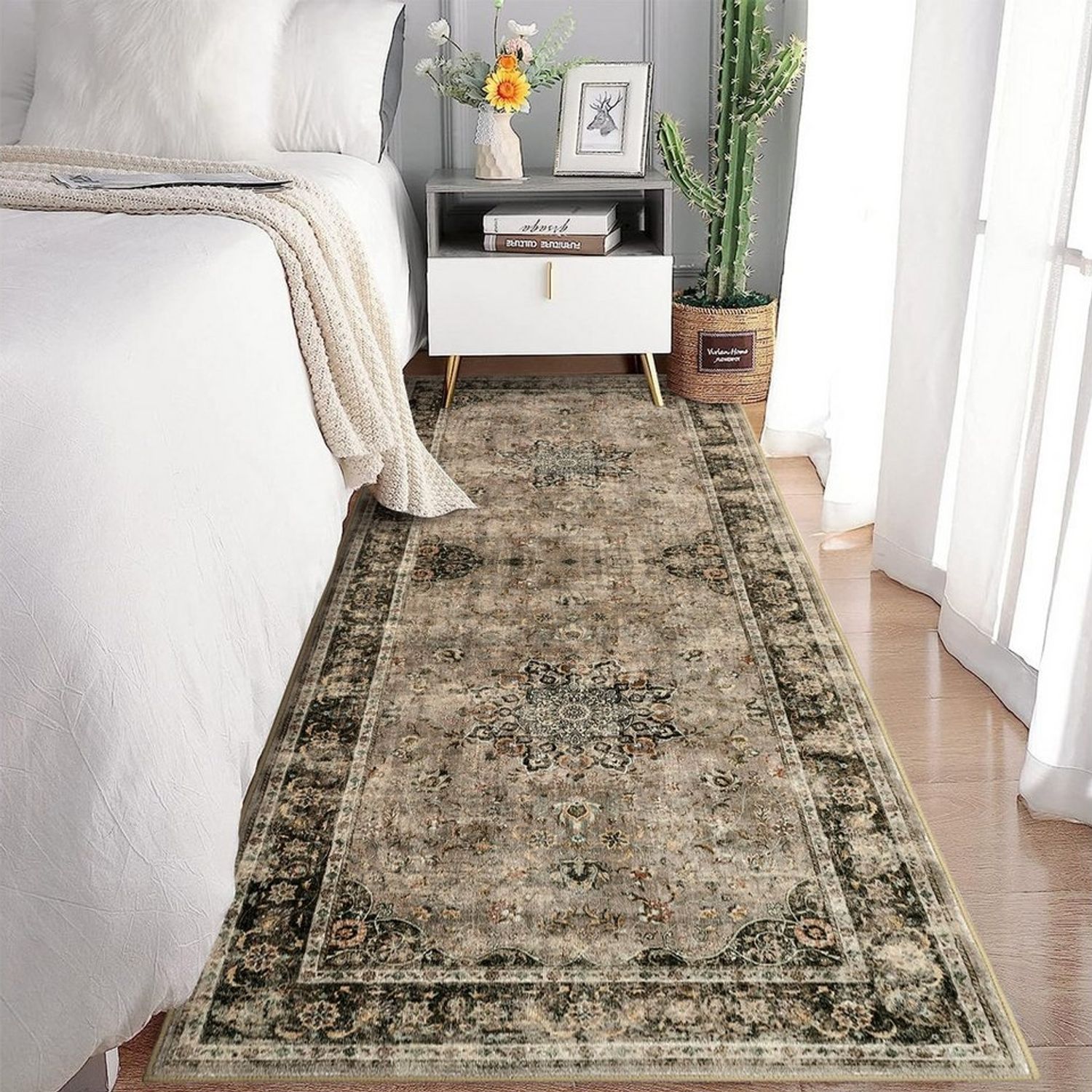 GarveeMore Teppich Teppich Wohnzimmer Waschbarer Vintage Teppich Schlafzimmer Bild 1
