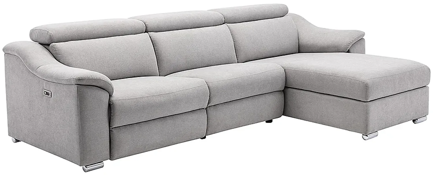 Vente-unique - Ecksofa mit elektrischer Relaxfunktion PEDRERA - Stoff - Hellgrau - Ecke links Bild 1