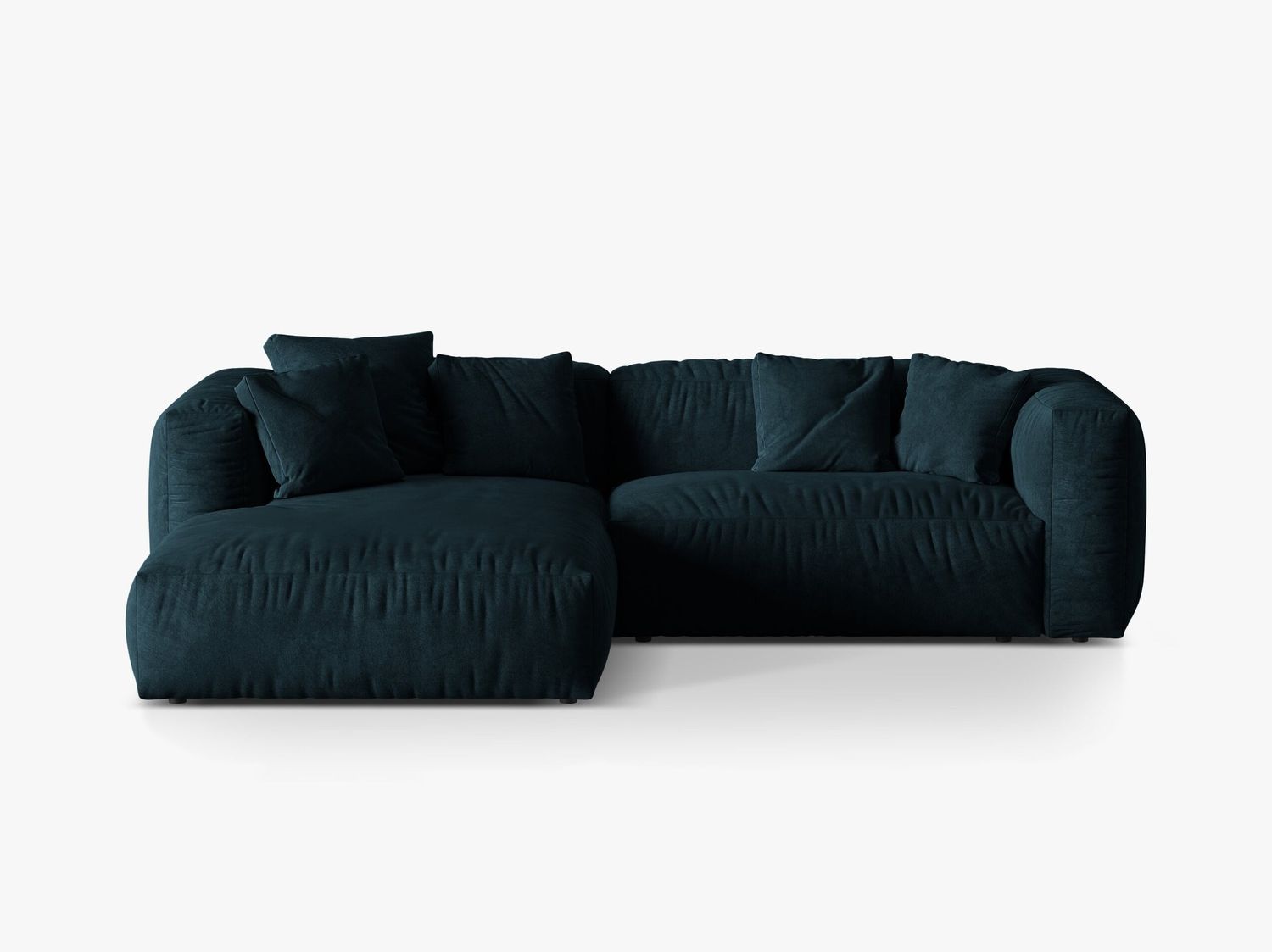 Micadoni Ecksofa Martina 2-Sitzer Links Samt Tiefes Petrol Bild 1