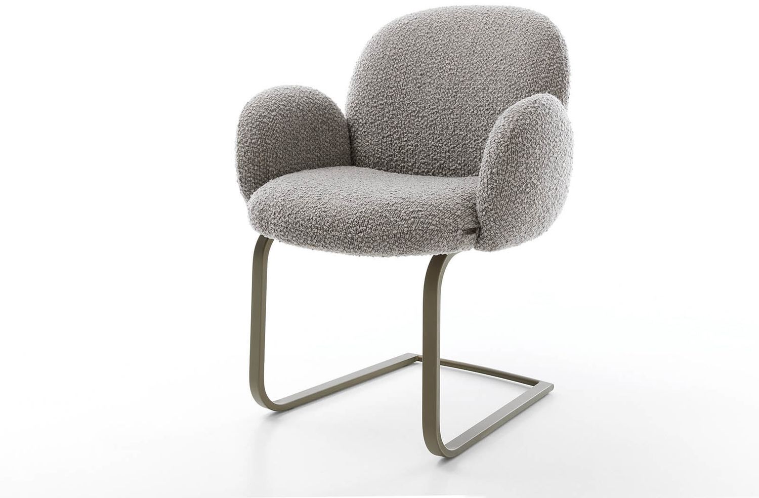 Freischwinger Nube-Flex mit Armlehnen Bouclé Silbergrau Freischwinger flach Effektfinish Titan Taschenfederkern Bild 1