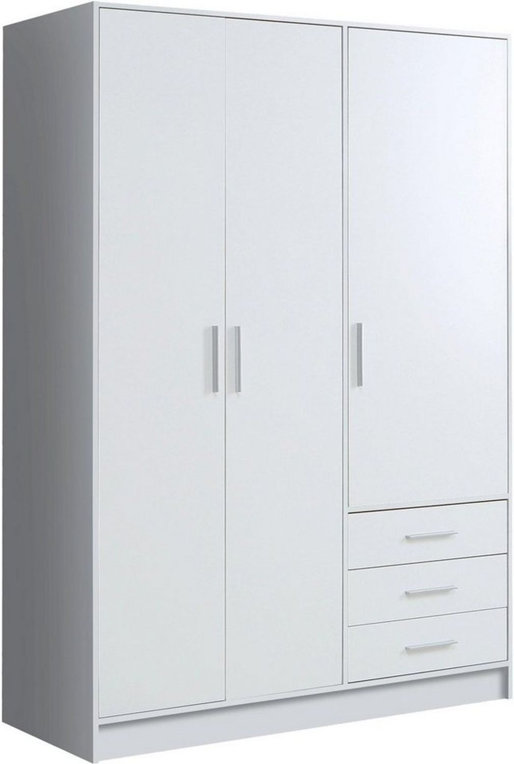 FORTE Jupiter Kleiderschrank 3-türig, 3 Schubkästen, Holzwerkstoff, Weiß matt, 144. 6 x 60 x 200 cm Bild 1