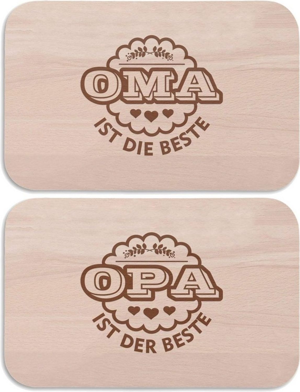 GRAVURZEILE Schneidebrett Frühstücksbrettchen Oma + Opa sind die Besten im Set -, Buchenholz, (Set) Bild 1