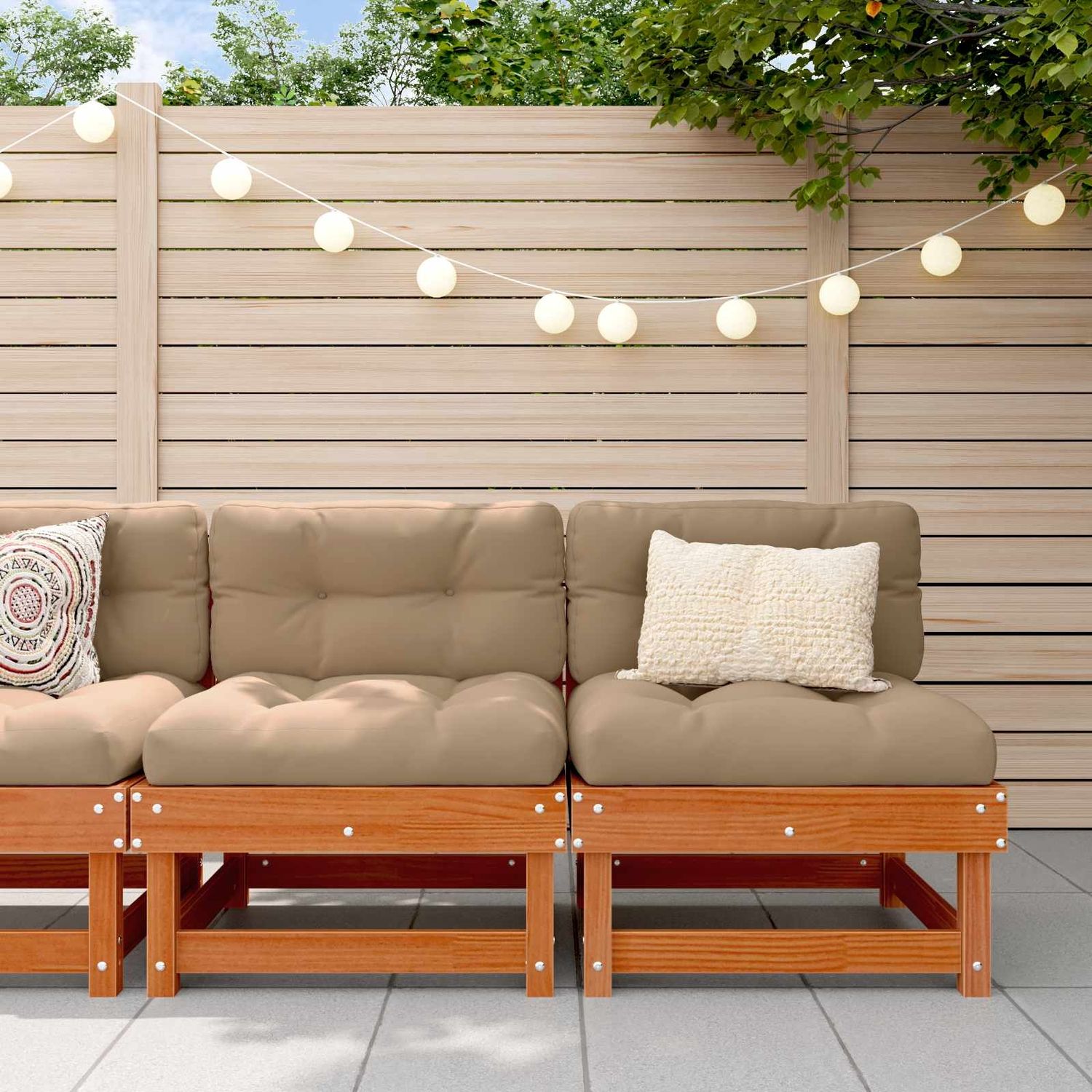 vidaXL Garten Mittelssofa Massives Kiefernholz Wachsbraun 865436 Bild 1