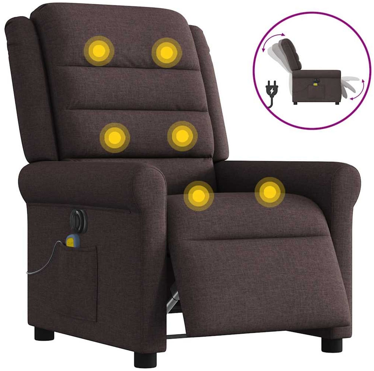 vidaXL Massagesessel Elektrisch Dunkelbraun Stoff 3303309 Bild 1