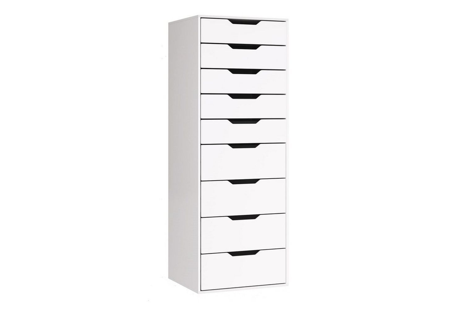 Homfa Kommode Schubladenschrank, Hochkommode, mit 9 Schubladen, schmal, weiß, 45x40x124,5cm Bild 1