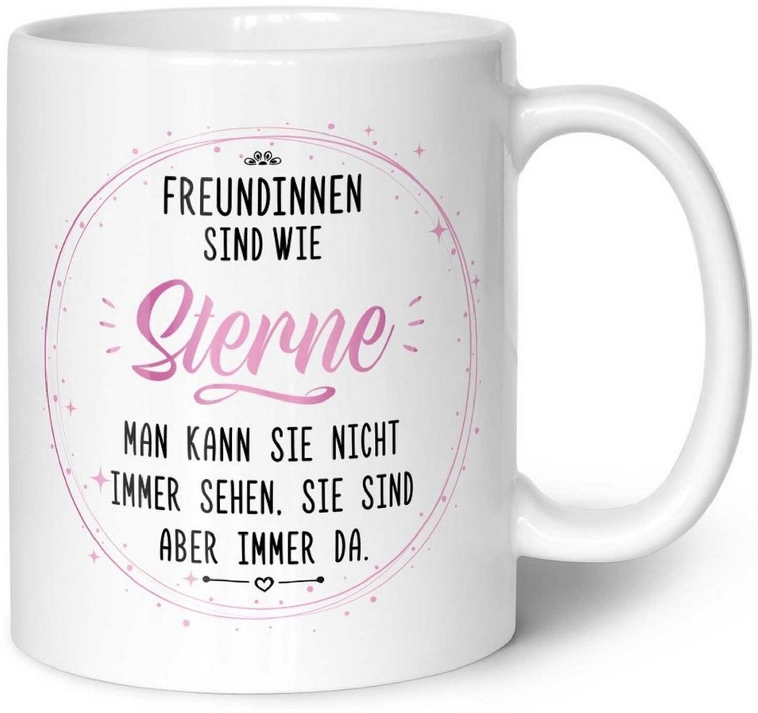 GRAVURZEILE Tasse bedruckt mit Spruch - Freundinnen sind wie Sterne - Geschenk für Sie, Farbe: Weiß Bild 1