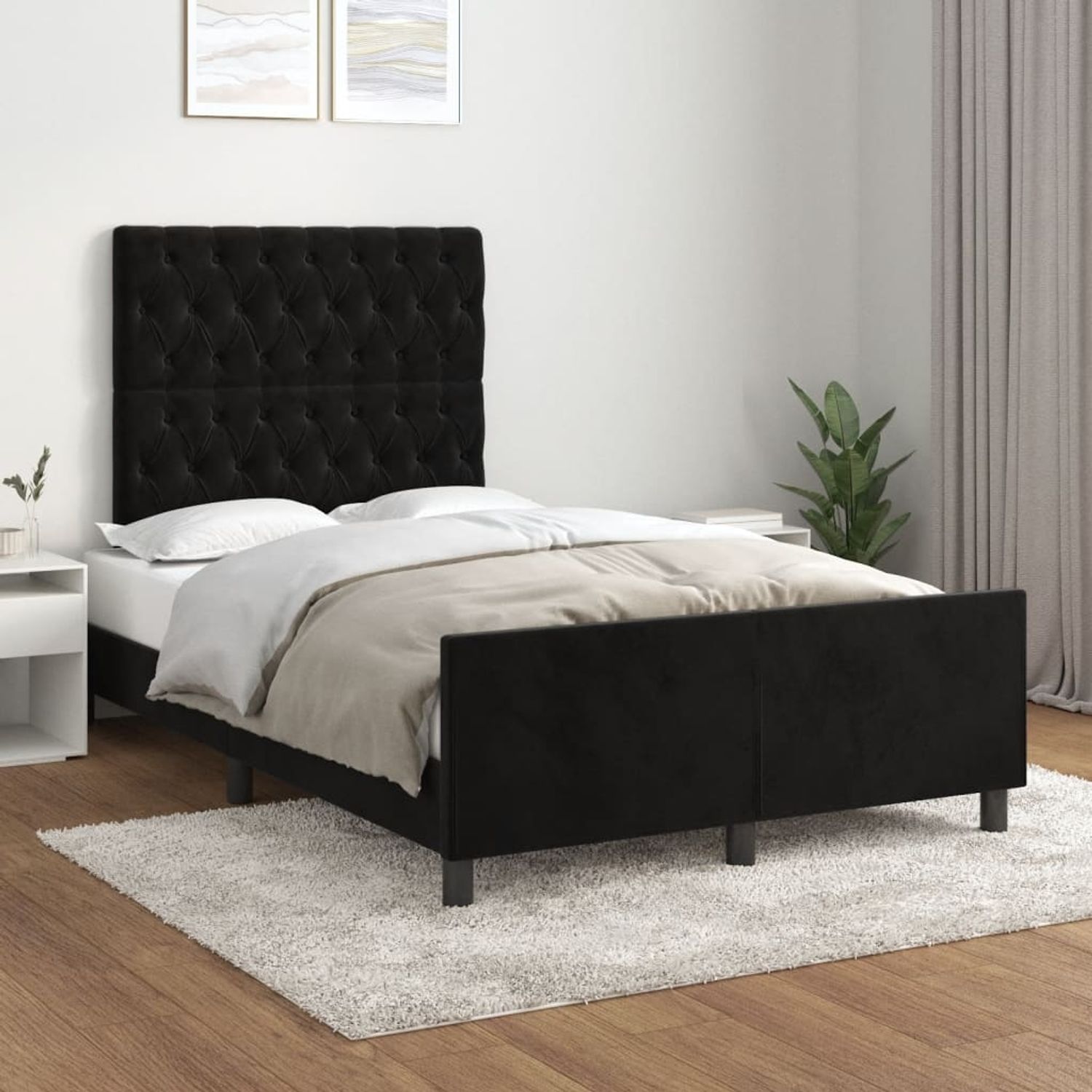 vidaXL Bettgestell ohne Matratze Schwarz 120x190 cm Samt 3270598 Bild 1