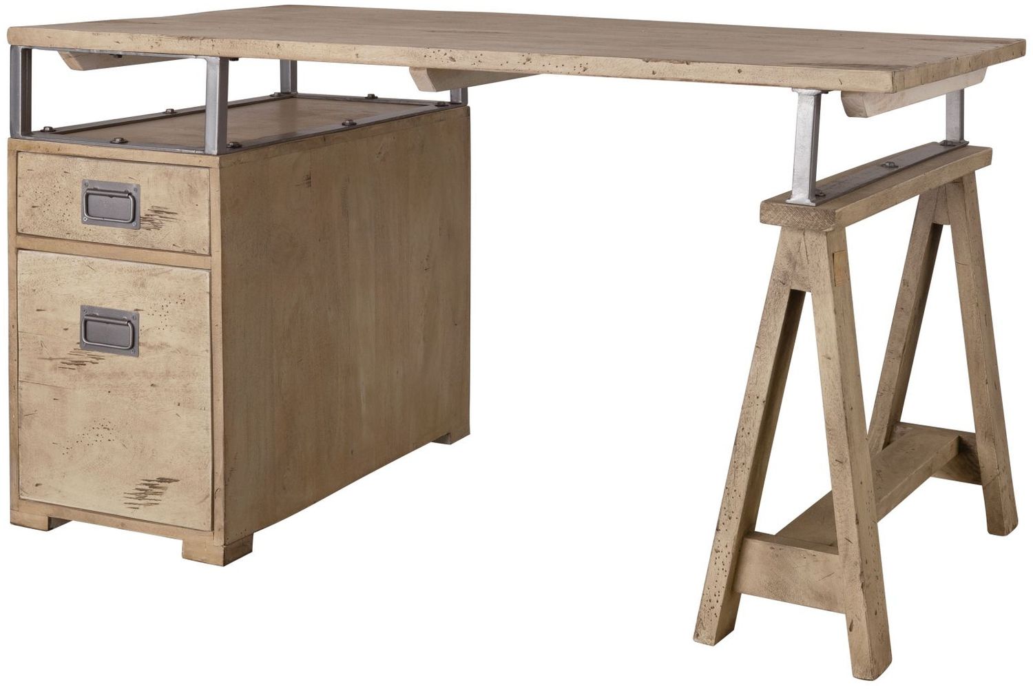 Schreibtisch Mango 140x78x80 whitewash lackiert RAILWAY #329 Bild 1