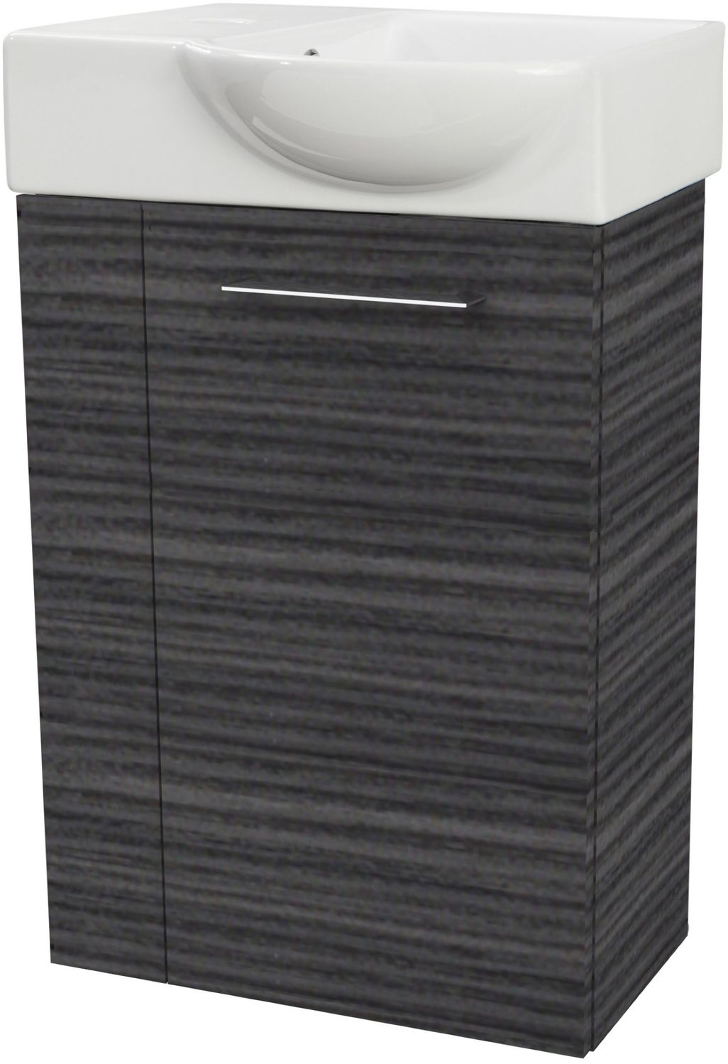 FACKELMANN SBC B.PERFEKT Gäste WC Waschtisch Set 45 cm breit, Anthrazit Holzoptik, Waschbecken Keramik Weiß, Türanschlag rechts Bild 1