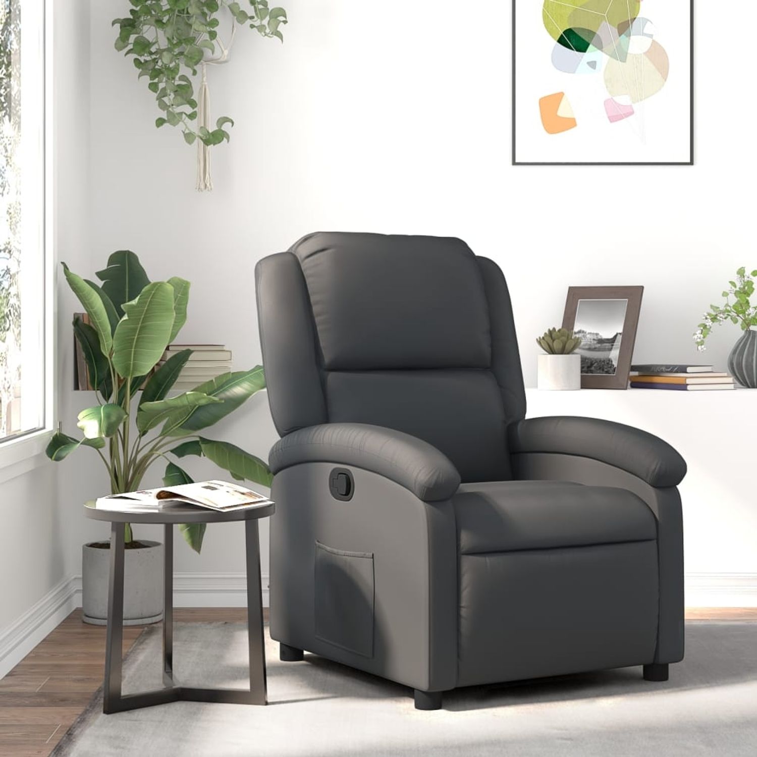 vidaXL Relaxsessel Grau Echtleder 3205923 Bild 1