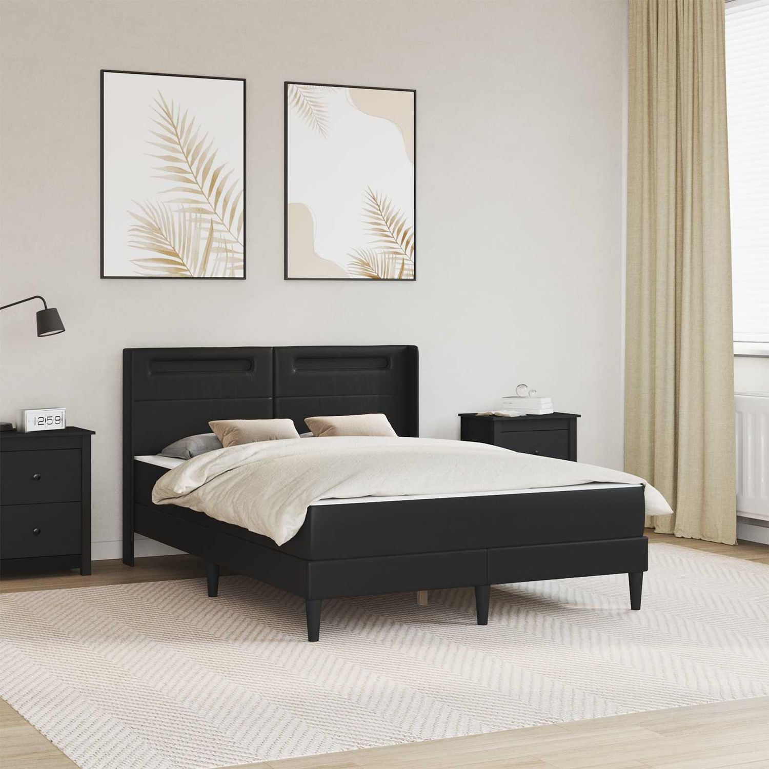 vidaXL Bettgestell mit Matratze Schwarz 140 x 190 cm Kunstleder 3414910 Bild 1
