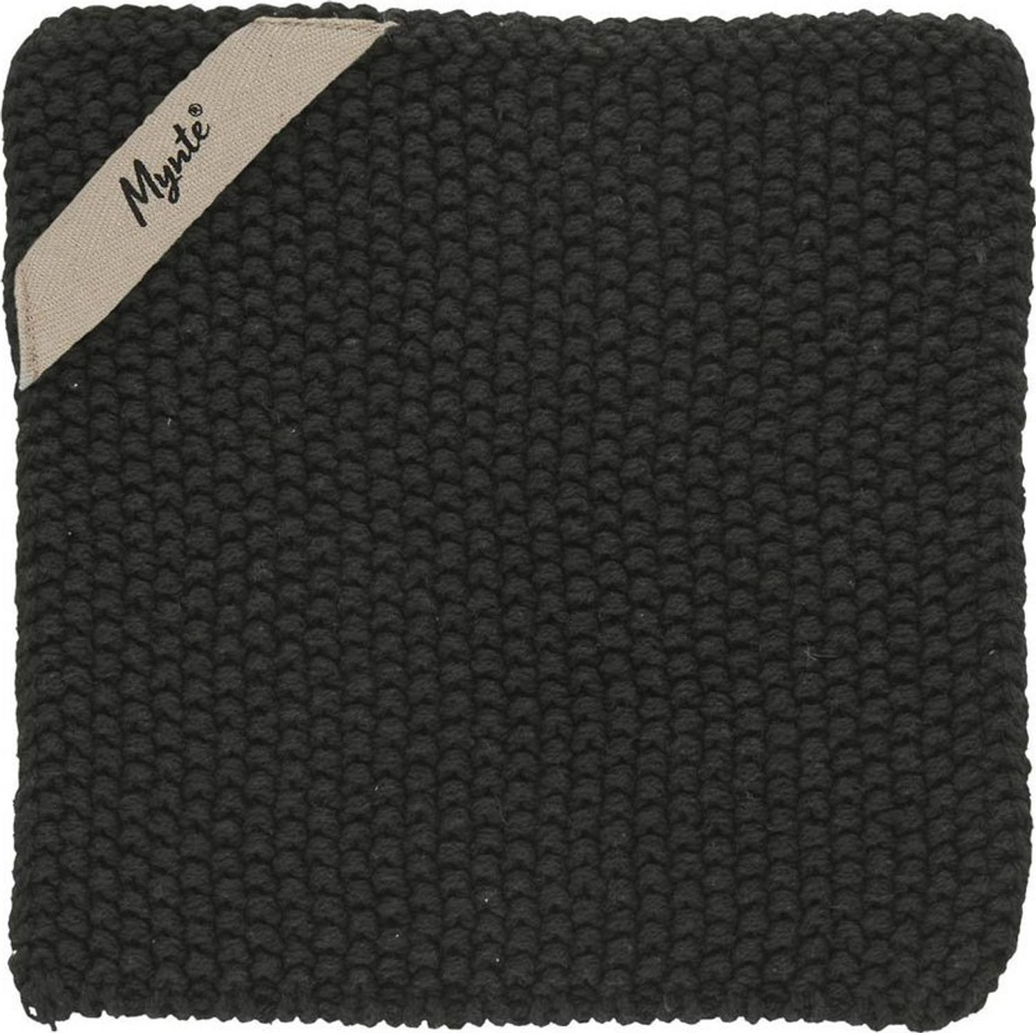 Ib Laursen Topflappen Topflappen MYNTE Pure Black schwarz gestrickt aus Baumwolle 22x22cm Bild 1