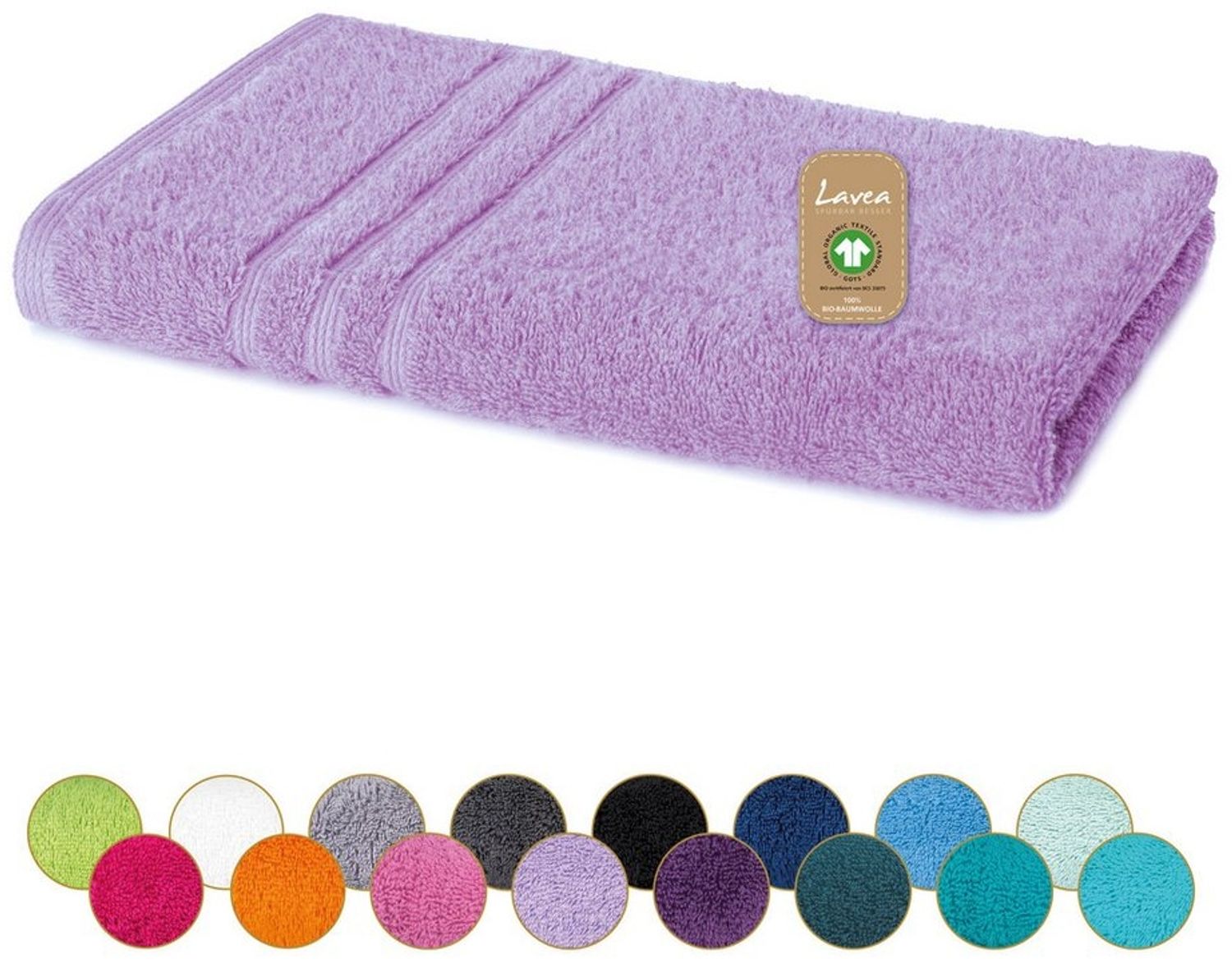 Lavea Handtücher Bali Handtuch 50x100 cm, Sporthandtuch, Fitness-Handtuch, Weiches Bio-Baumwollfrottee (1-St), pflegeleicht, GOTS-zertifiziert, extra saugstark mit 500g/m² Bild 1