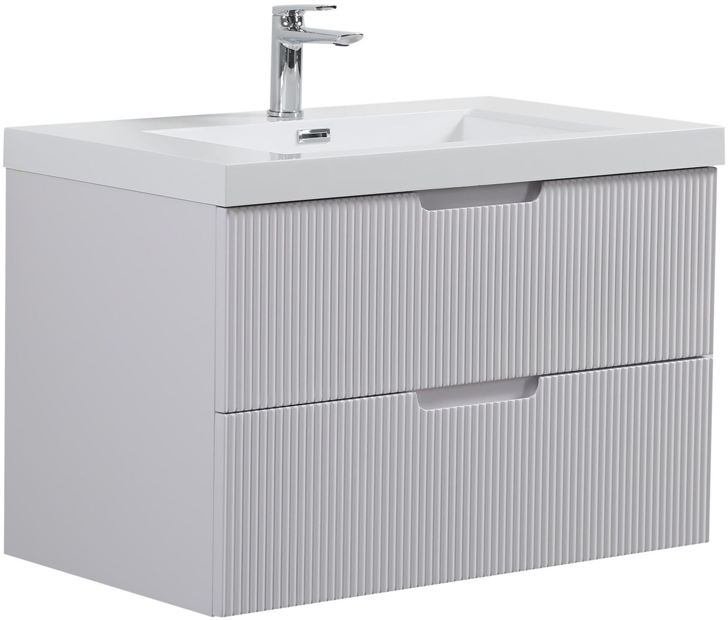 Badmöbel-Set Thermis 80cm - Weiß - Badmöbel mit Waschbecken Bild 1