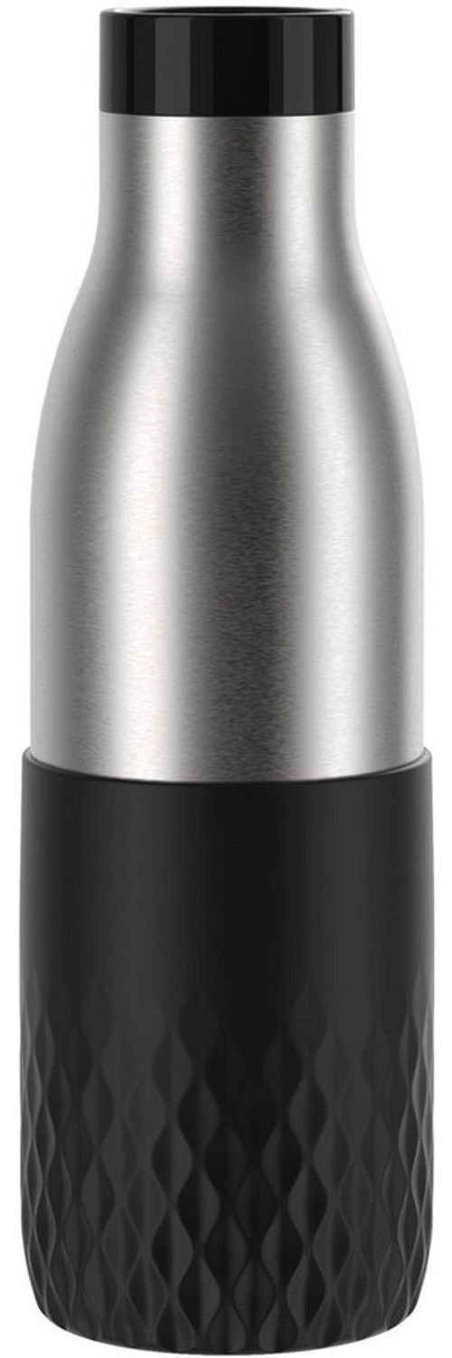 Emsa Bludrop Sleeve Trinkflasche mit Quick-Press Verschluss, Edelstahl Schwarz, 0,5l Bild 1