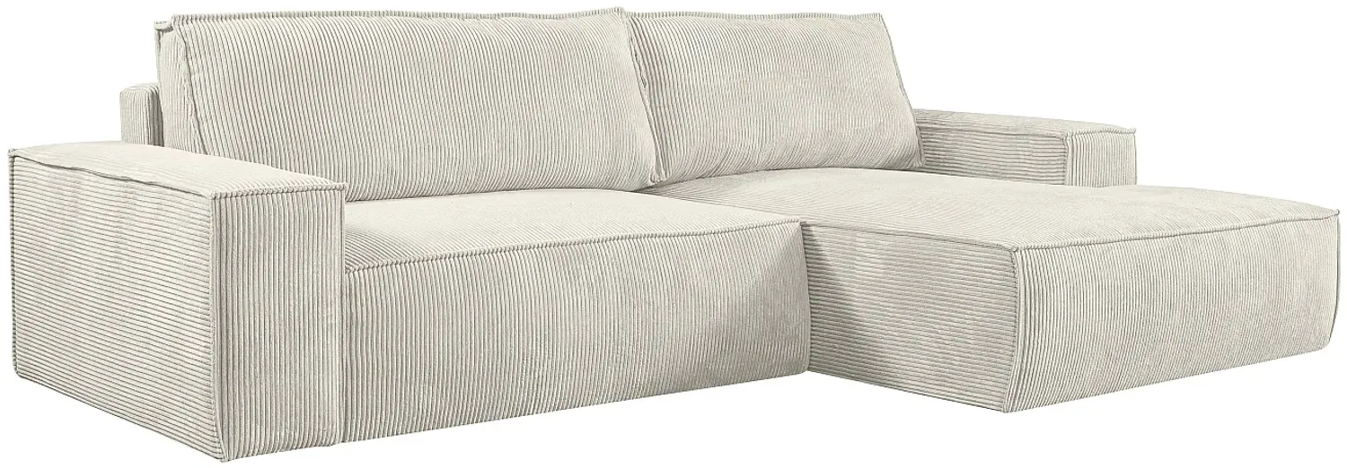 Vente-unique - Ecksofa mit Schlaffunktion - Ecke Links - Cord - Türkisblau - AMELIA Bild 1