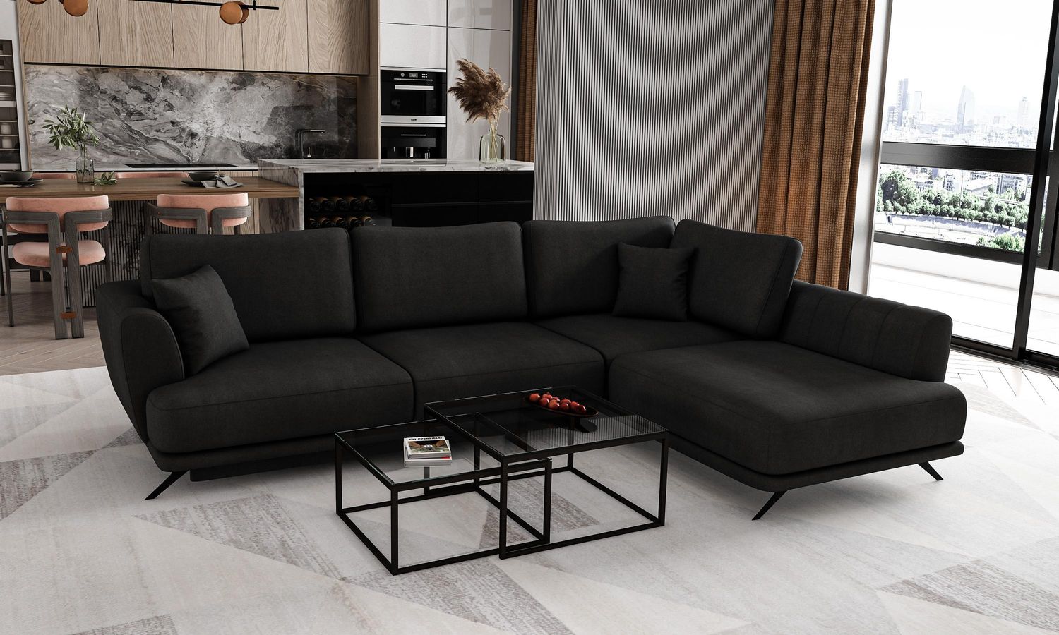 Wohnideebilder Larde Schwarz Ecksofas & Eckcouches CO-LAR-RT-10VE Bild 1