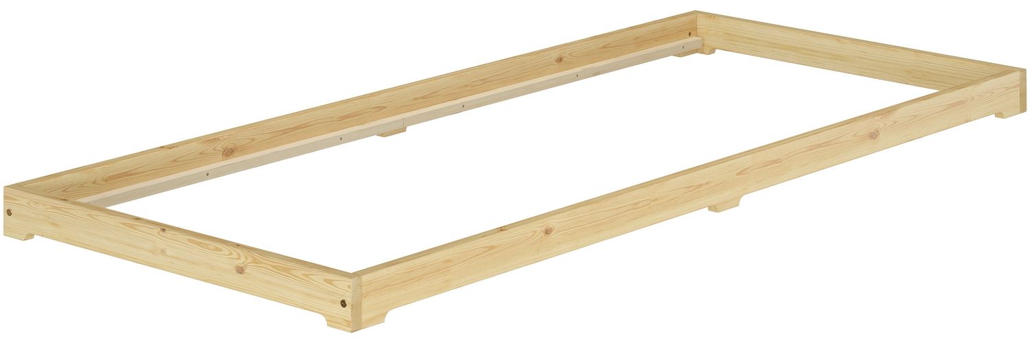 Bettrahmen Bodenbett Futon extra niedriges Holzbett 90x200 Kiefer lackiert V-60.47K-09Rollrost und Matratze inkl. Bild 1