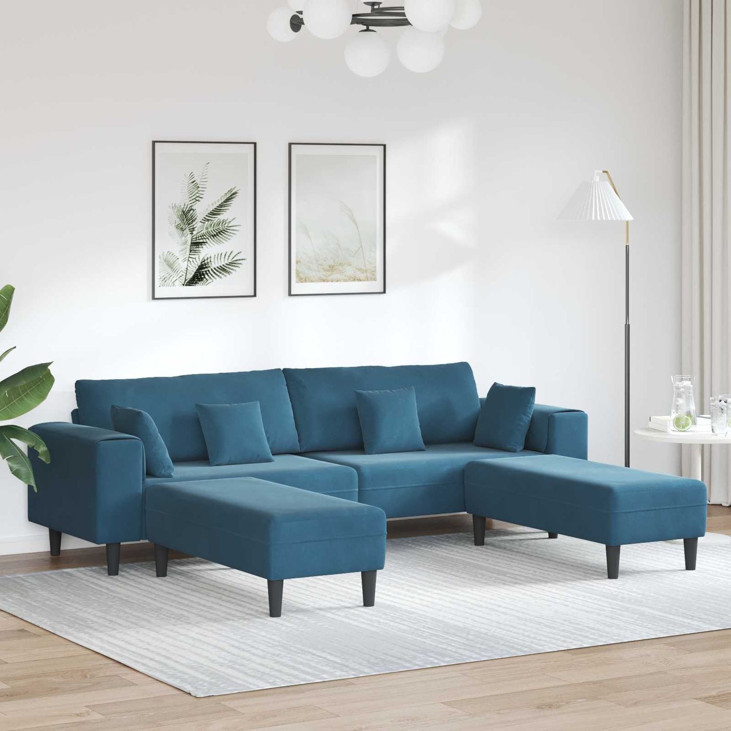 vidaXL Sofa 3 pcs Blau 250 x 188 x 76 cm Samt 3335171 Bild 1