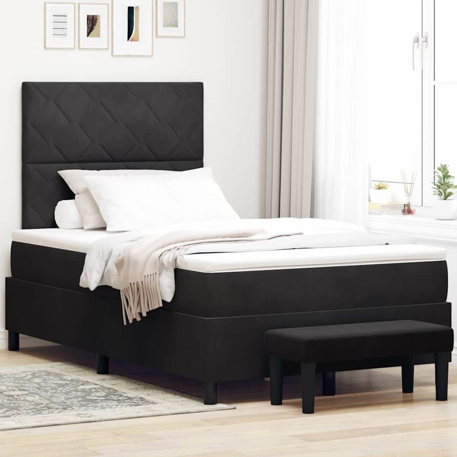 vidaXL Boxspringbett mit Kopfteil Schwarz 190 x 120 cm Samt 3344566 Bild 1