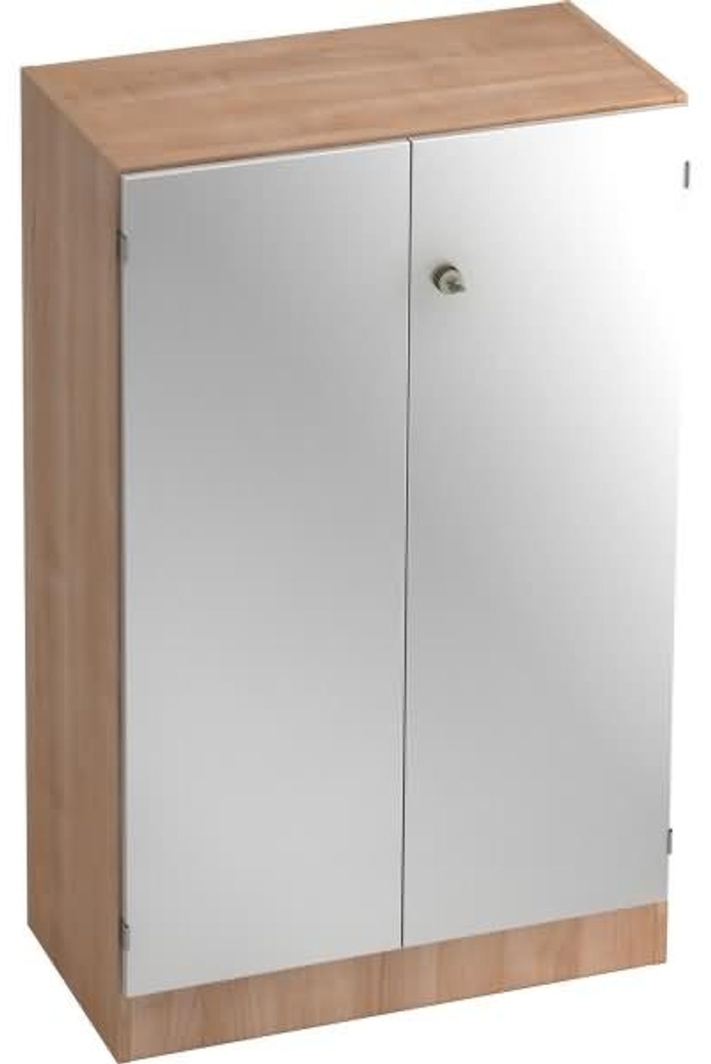 Schrank 3 Ordnerhöhen mit Sockel SG Nussbaum / Silber Bild 1