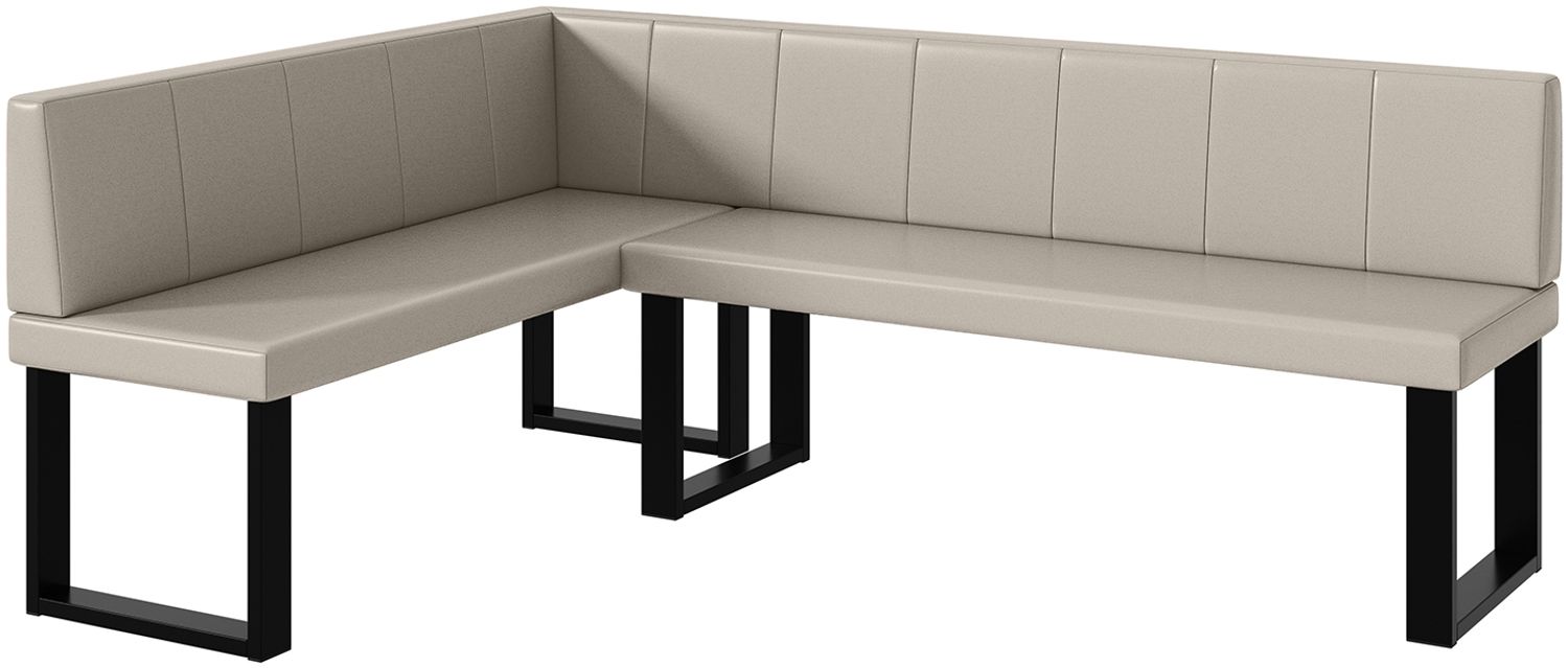 MEBLINI Eckbank für Esszimmer - Küchenbank - Essecke - Sitzecke Küche - PETER - U-Beine 142x196x87cm Links - Beige Kunstleder Bild 1