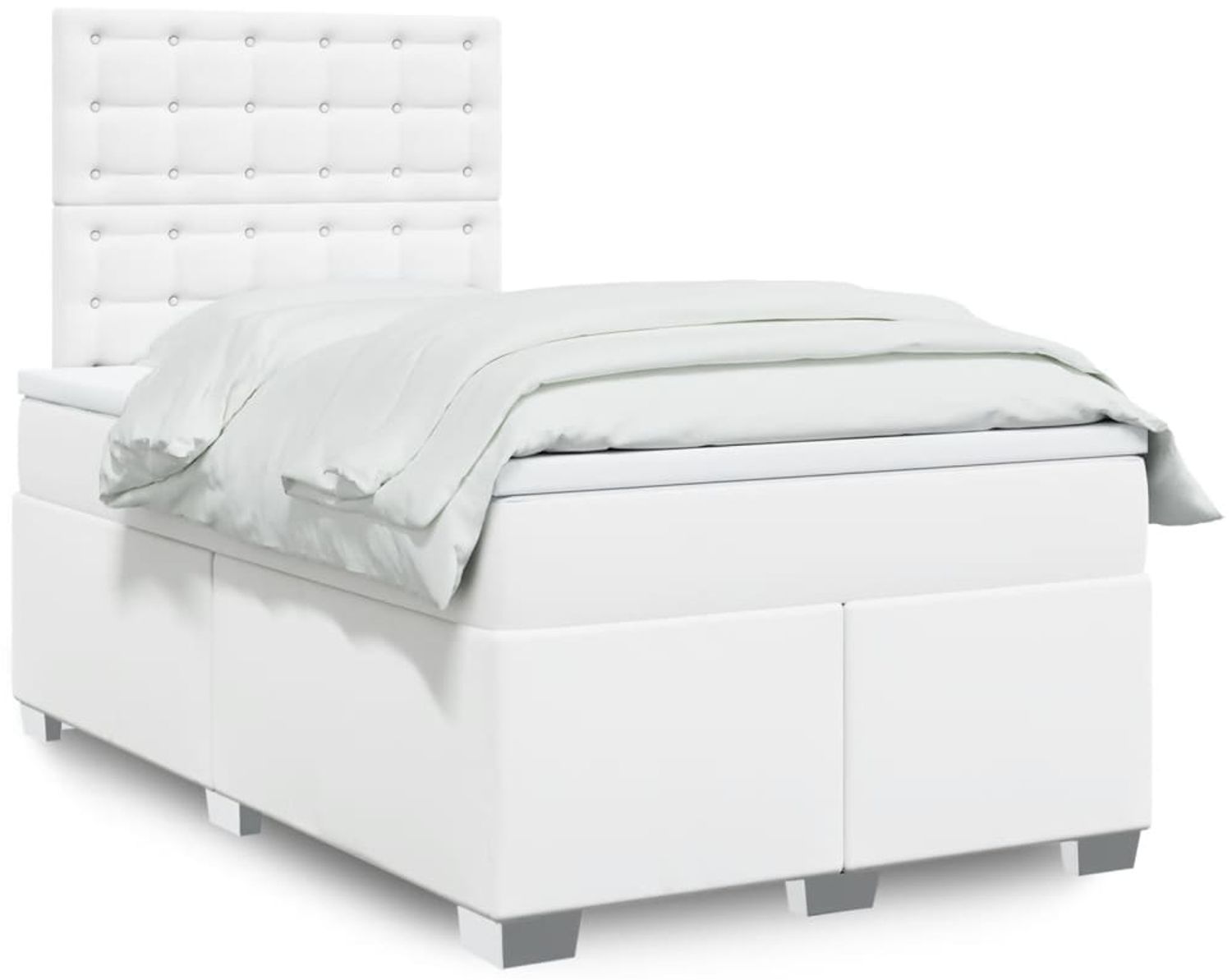 vidaXL Boxspringbett mit Matratze Weiß 120x200 cm Kunstleder 3293017 Bild 1