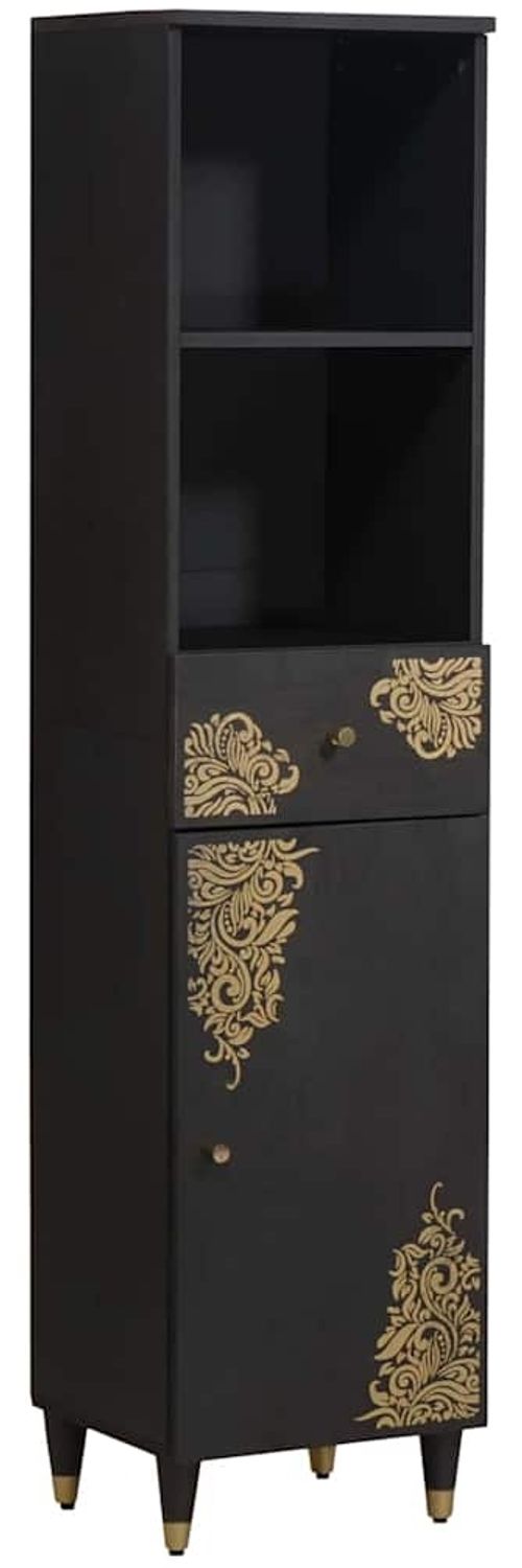 vidaXL Badezimmerschrank Schwarz 38 x 33 x 160 cm Massivholz Mango 4018830 Bild 1