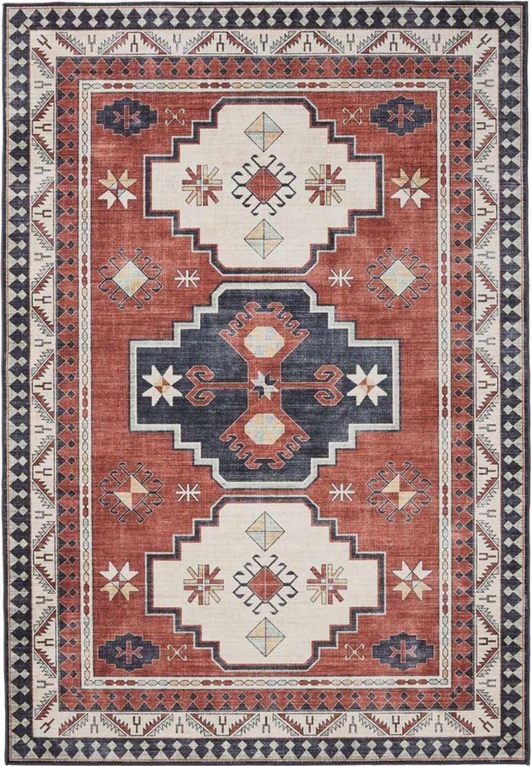 Interiyou Teppich Gent, Rechteckig, Höhe: 5 mm, Vintage Kurzflor für Wohnzimmer, Schlafzimmer, waschbar, pflegeleicht Bild 1