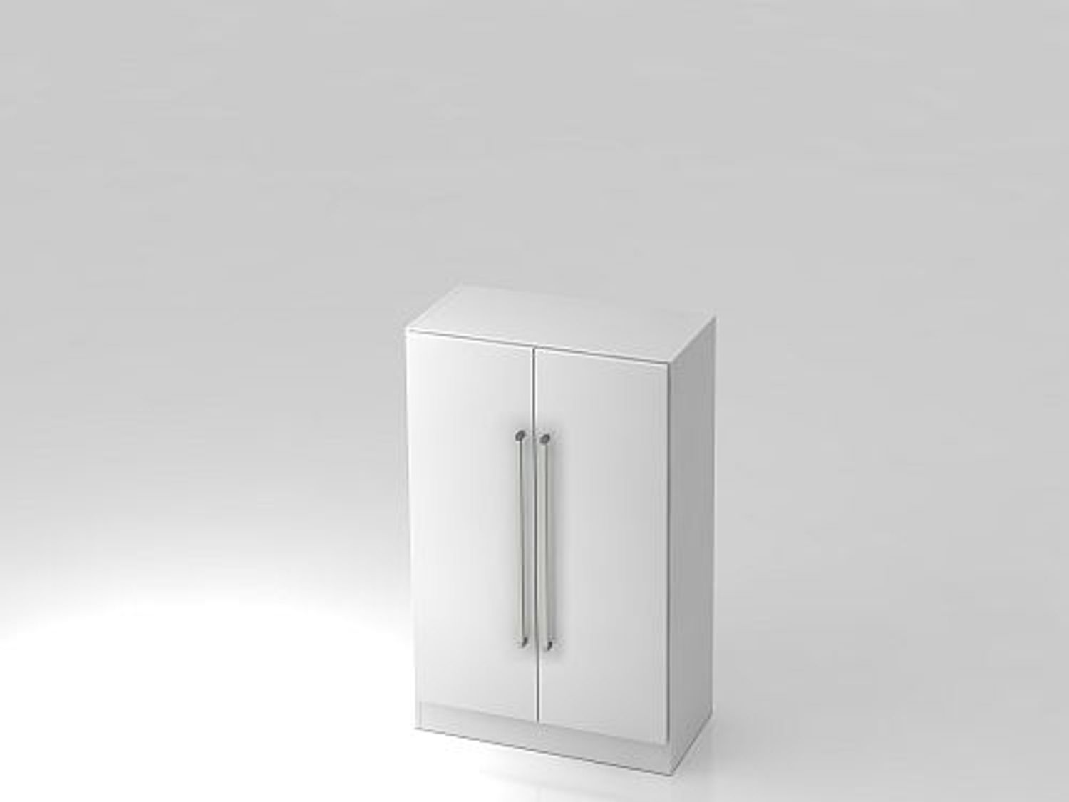 Schrank 3 Ordnerhöhen mit Sockel RE Weiß / Weiß Bild 1