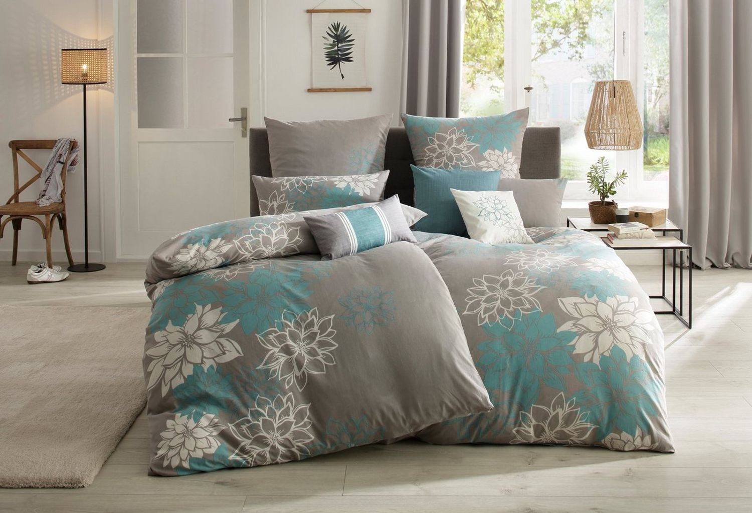 OTTO home Bettwäsche Susan in Gr. 135x200 oder 155x220 cm, Biber, 2 teilig, in verschiedenen Qualitäten, romantische Bettwäsche mit Blumen Bild 1