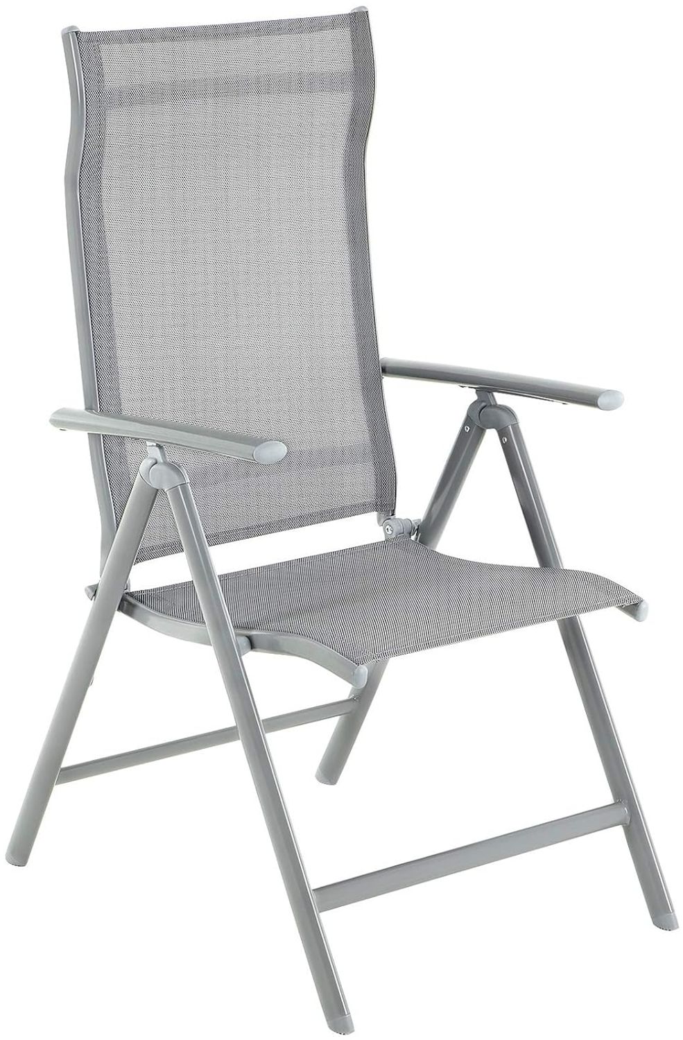 SONGMICS Gartenstuhl, klappbar mit 8-fach verstellbarer Rückenlehne, Aluminiumgestell grau, bis 150 kg belastbar Bild 1