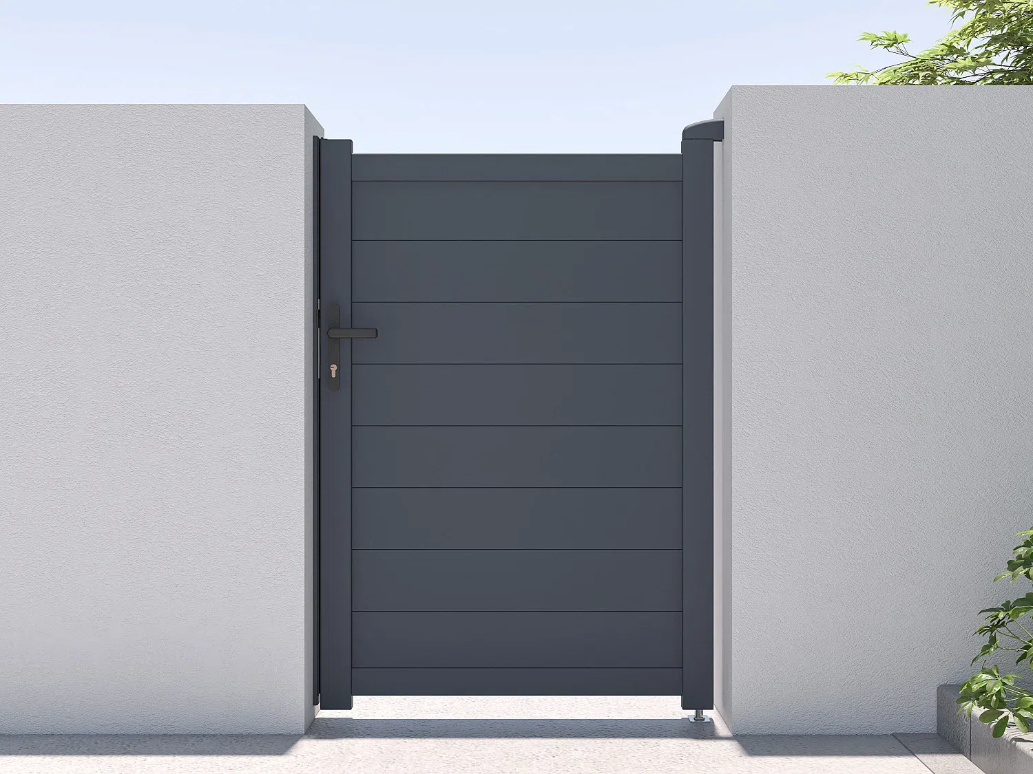 Vente-unique - NAZARIO Side gate Metall Grau - B 4,6 cm x H 145 cm x L 100 cm Bild 1