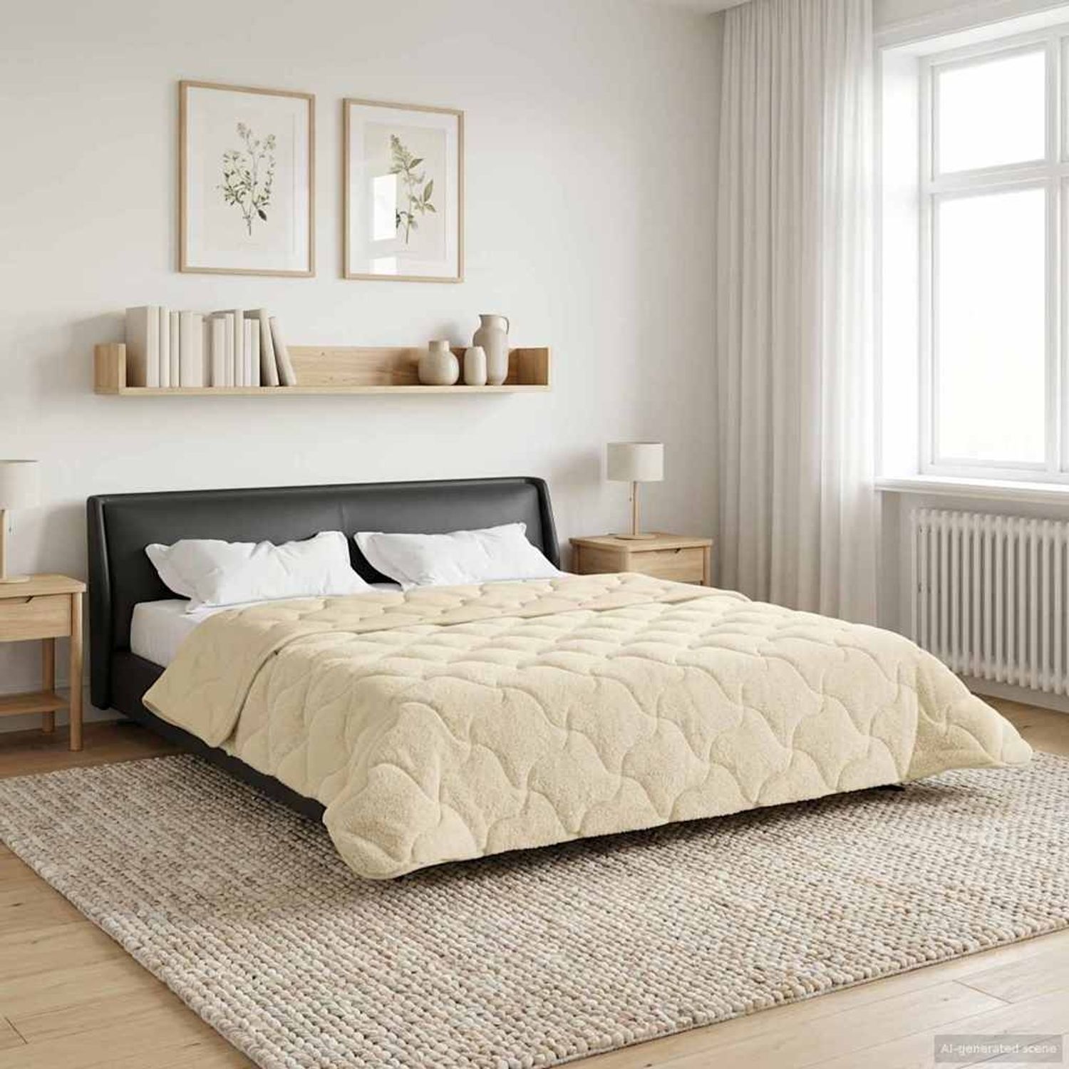 vidaXL Ganzjahresbettdecke Gepolstert Creme 240 x 260 cm 42026300 Bild 1
