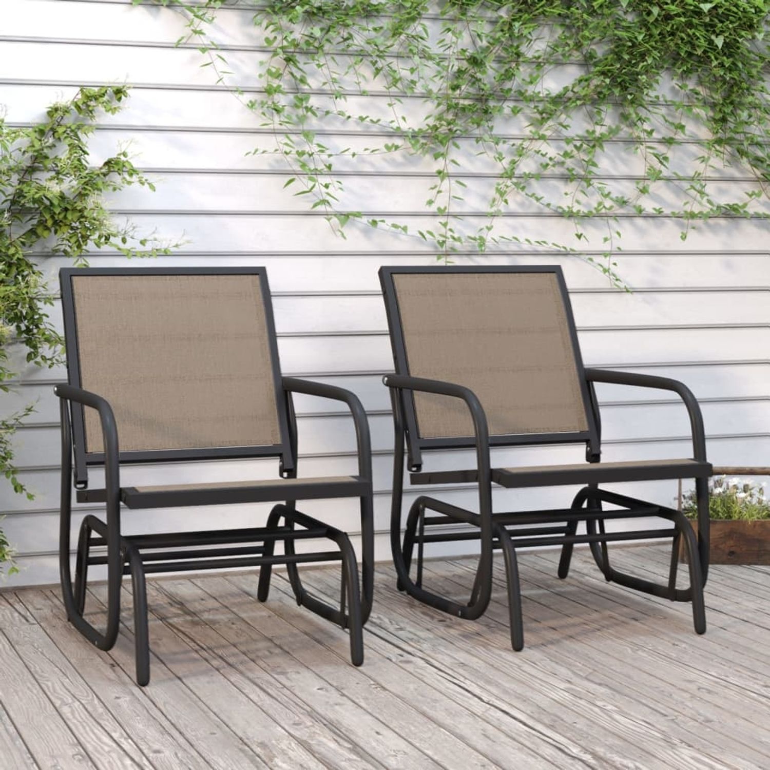 vidaXL Garten-Schaukelstühle 2 Stk. Braun 61x76x87 cm Textilene Stahl 362713 Bild 1