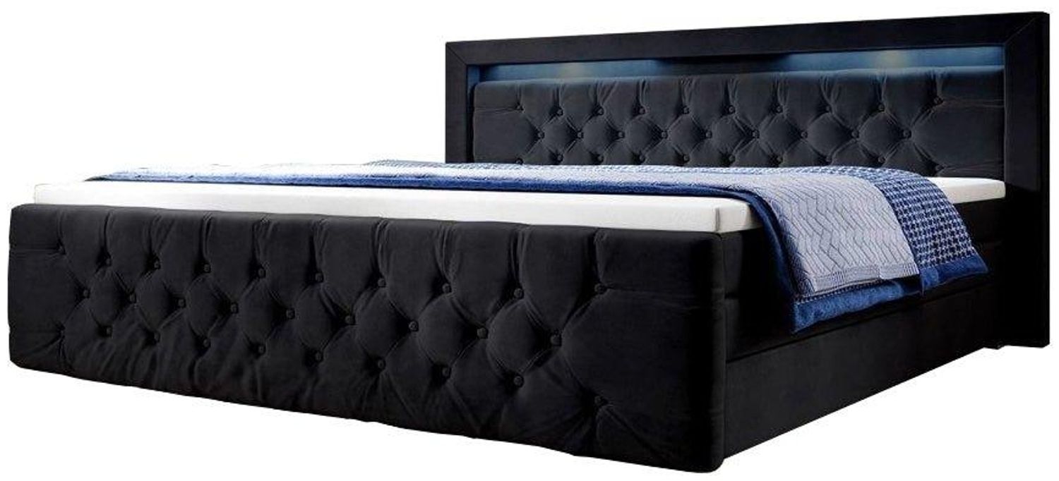 Boxspringbett Gloria mit LED und Stauraum 160x200 Schwarz H2 (bis 70kg) Bild 1