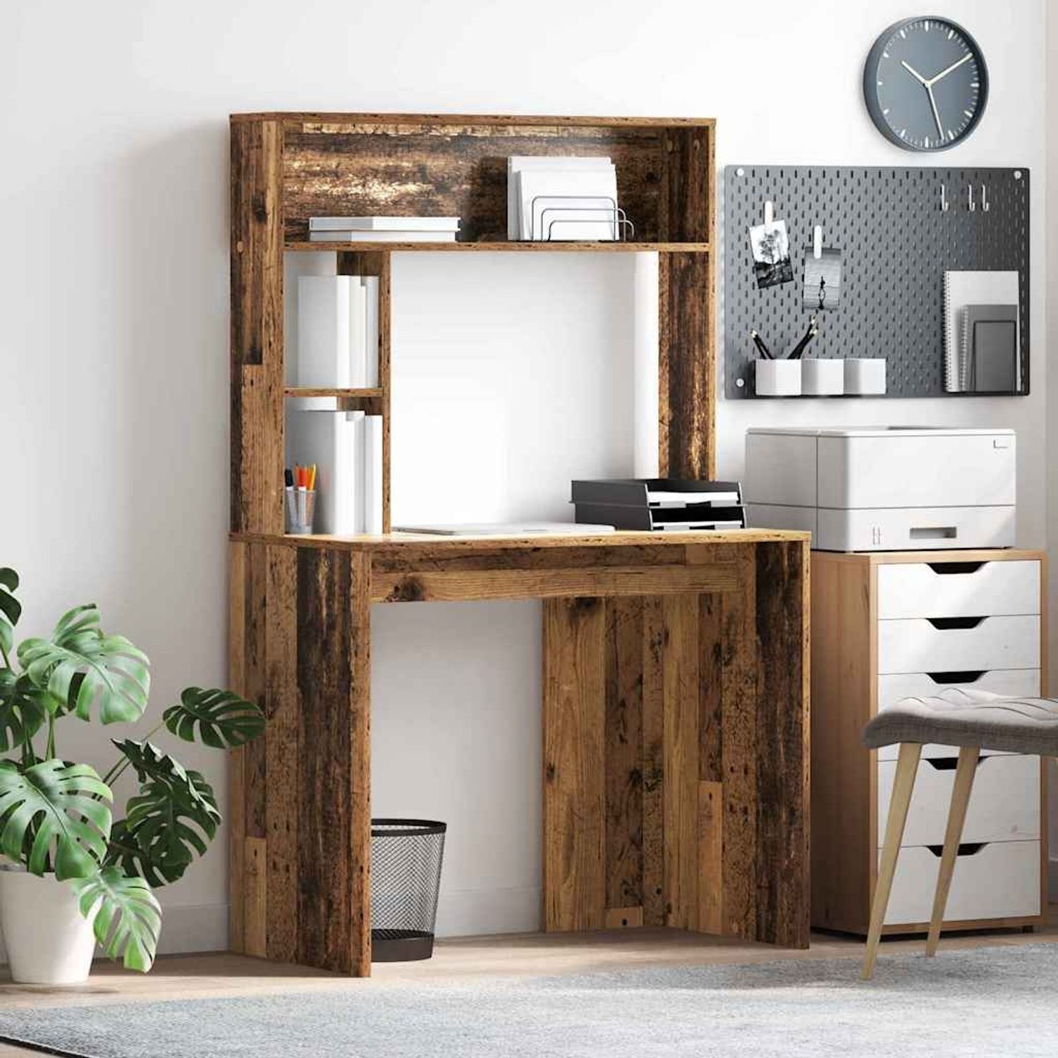 vidaXL Schreibtisch mit Regal Altholz 91 x 50 x 149 cm Holzwerkstoff 869264 Bild 1