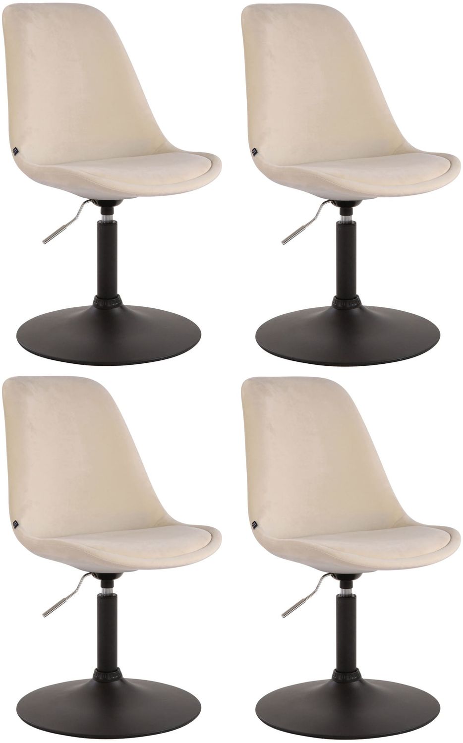 CLP 4er Set Esszimmerstühle Maverick Samt drehbar und stufenlos verstellbar,creme schwarz Bild 1