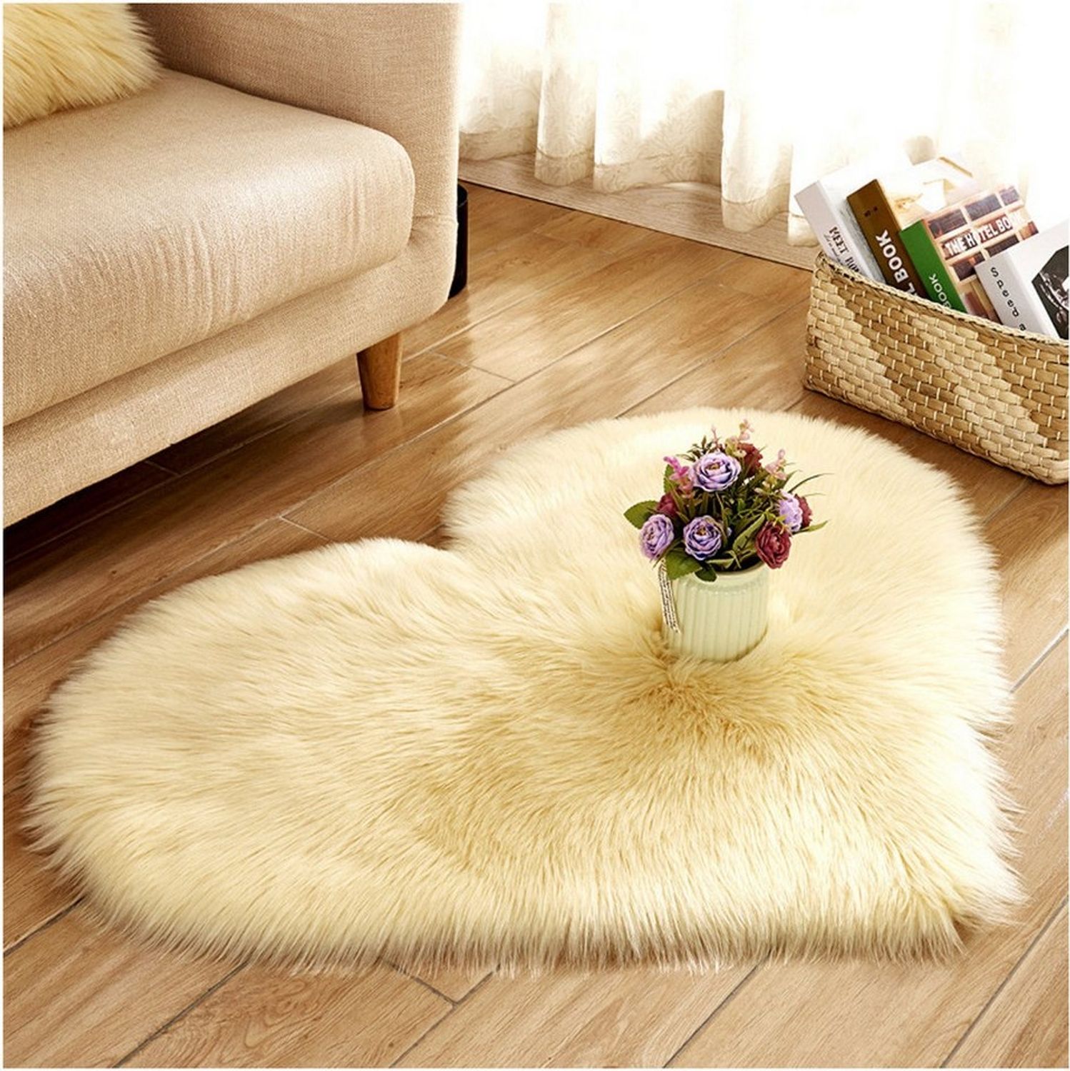 Sunicol Hochflor-Teppich Kunstfell Herz Teppich, Weich Plüsch, Flauschig Fußmatte Badematte, Herzform 30cm*40cm, Waschbar Weicher Shaggy Flauschige Langflor Badteppich Bild 1