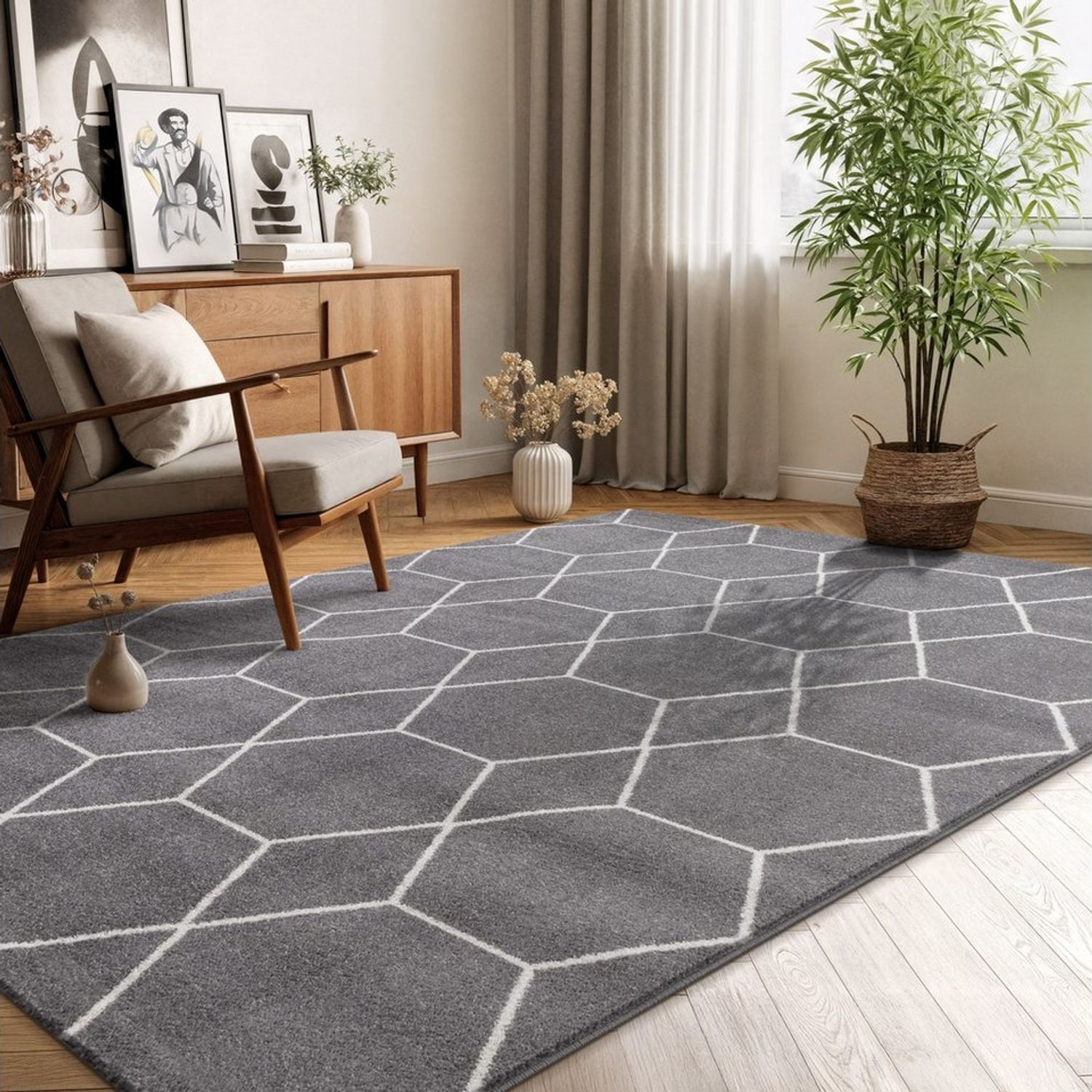 Sanat Teppich Trellis, rechteckig, Höhe: 10 mm, Kurzflor, skandi, boho, auch als Läufer und in rund Bild 1