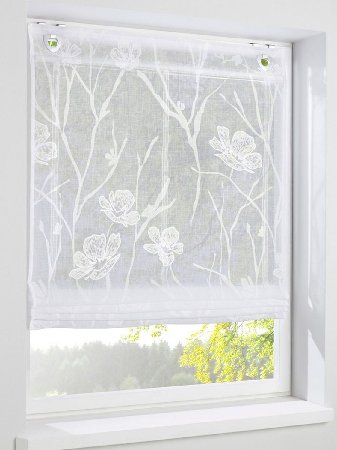 Rollo Raffrollo, heine, halbtransparent, Ösen mit Fensterhaken Bild 1