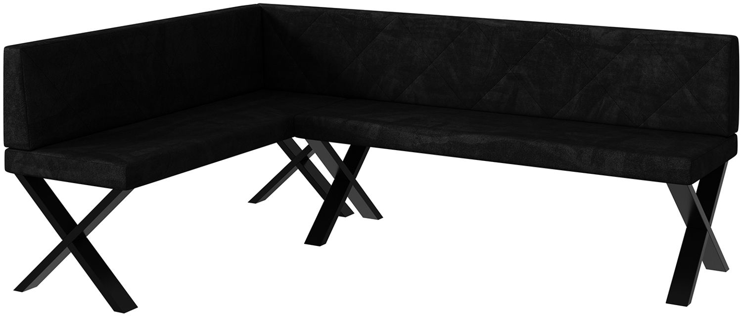 MEBLINI Eckbank für Esszimmer - Küchenbank - Essecke - Sitzecke Küche - ERIC - X-Beine 142x196x87cm Links - Graphit Samt Bild 1