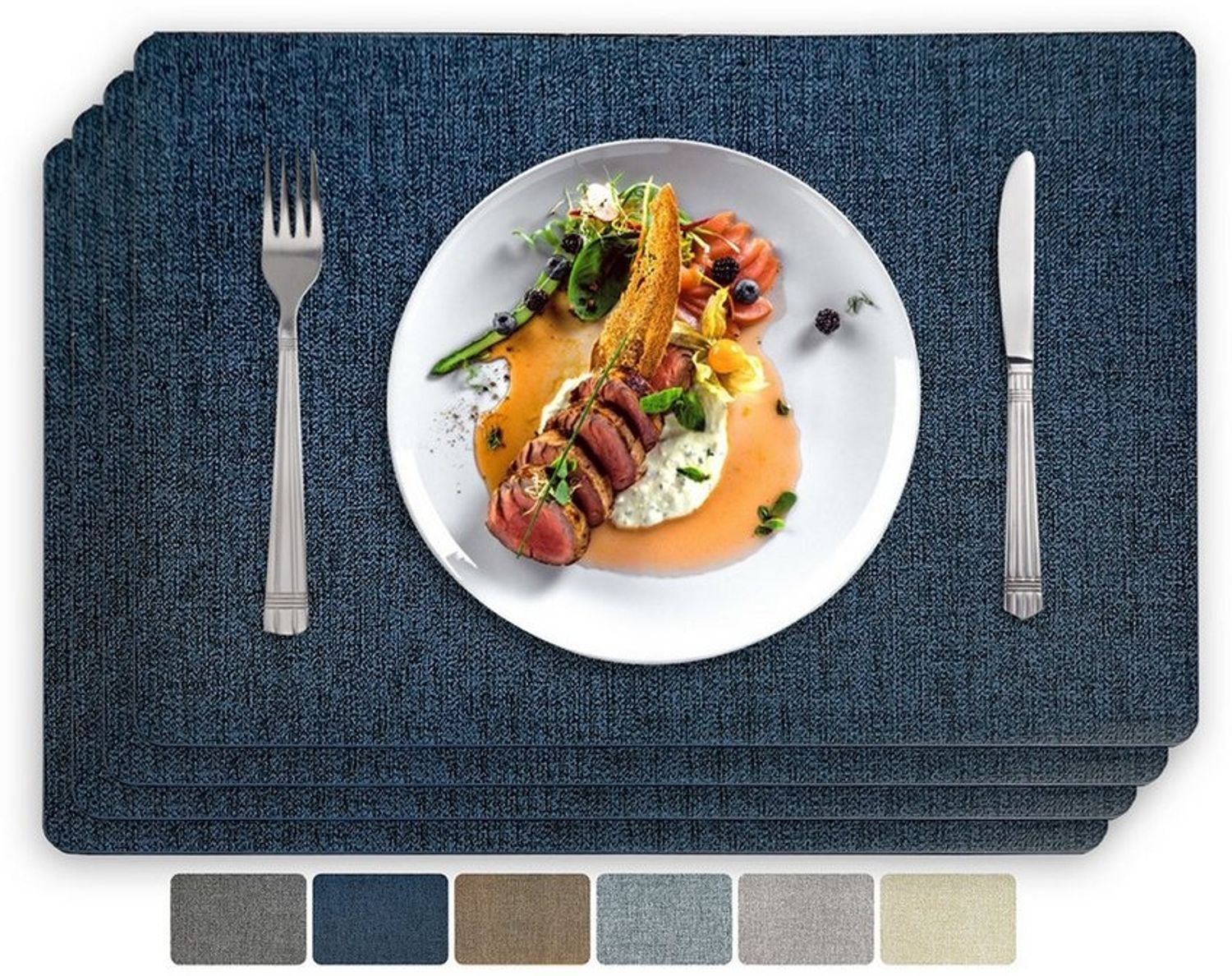 Vivi Idee Platzset Tischset Tischmatte Kunstleder, abwischbar wasserdicht Anti-Rutsch, Hitzebeständig beidseitig, 45 x 30 cm, 4er Set Bild 1