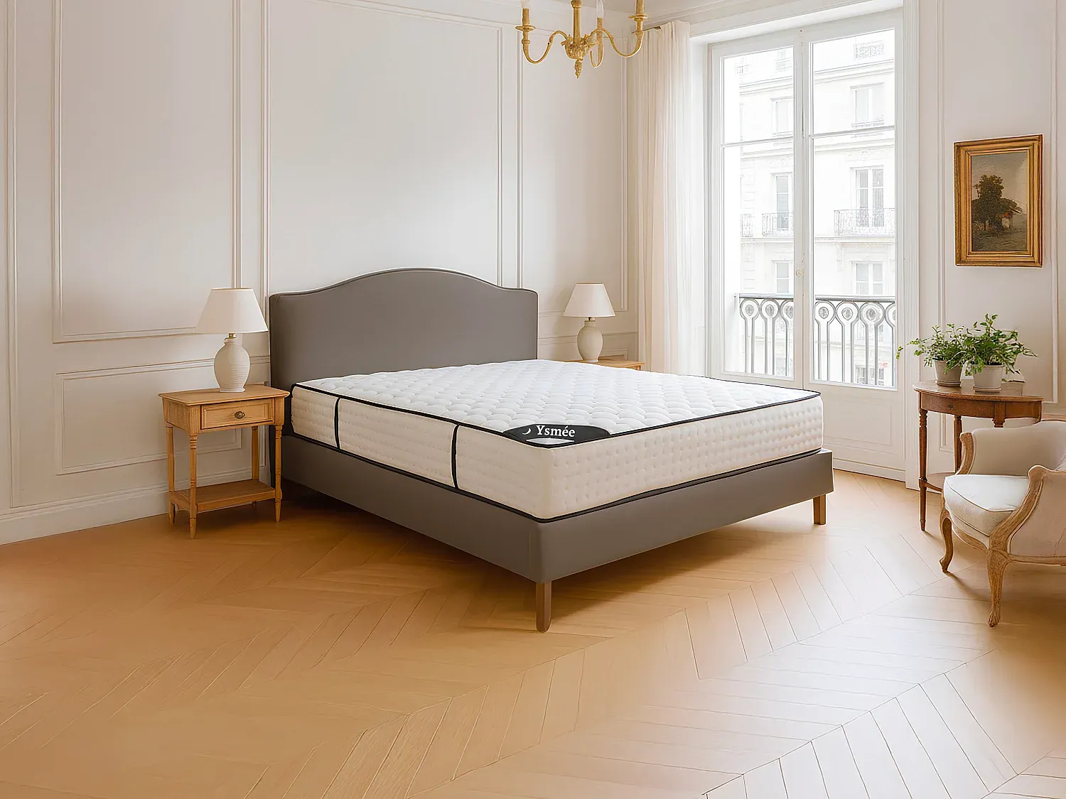 Vente-unique - LUREAN Matratze Stoff Weiß - B 160 cm x H 22 cm x L 200 cm Bild 1