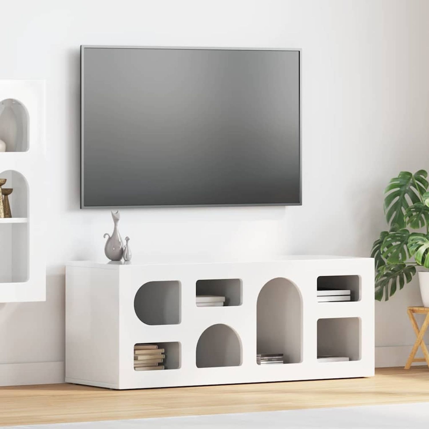 vidaXL TV-Schränk Hochglanz Weiß 100 x 35 x 40 cm Holzwerkstoff 891268 Bild 1
