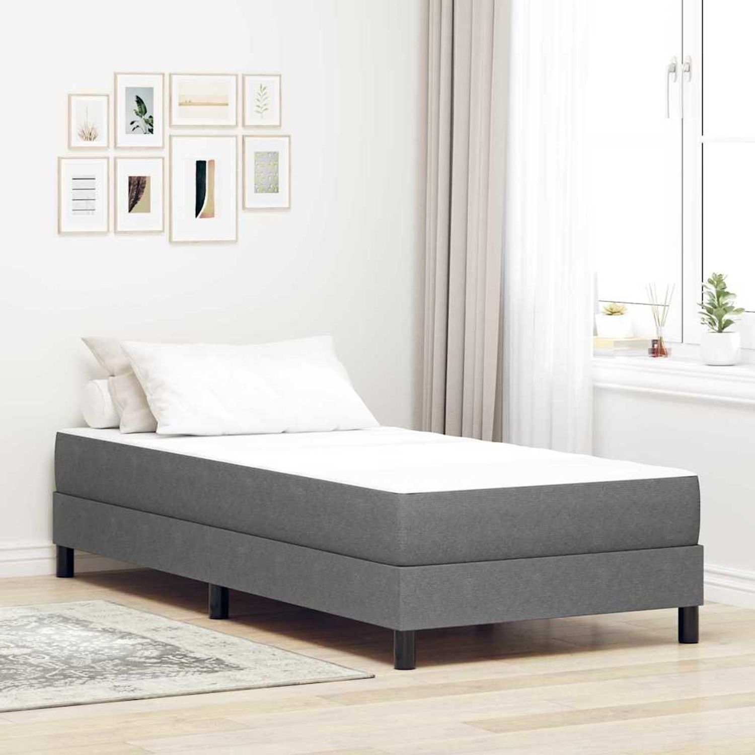 vidaXL Bettmatratze mit Matratze Hellgrau 90 x 200 cm Stoff 42008266 Bild 1