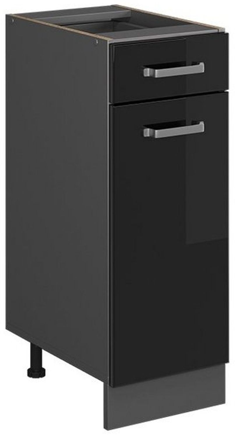 Küchenunterschrank R-Line Schwarz Hochglanz 30 cm ohne Arbeitsplatte Vicco Bild 1