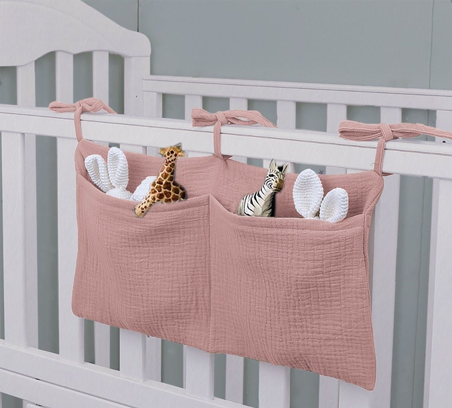 Artee Bettnestchen Babybett Organizer Taschen Aufbewahrung aus Musselin Bild 1