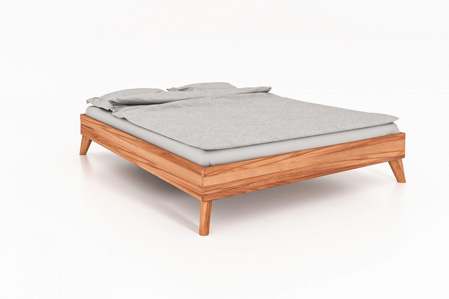 Bett Gerg 3 Sonderlänge 140x220 Kernbuche massiv ohne Kopfteil mit Holzbeinen Bild 1